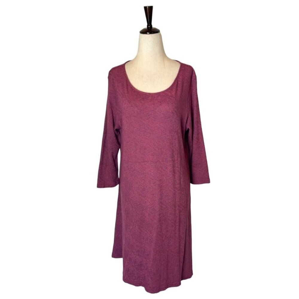 Cut Loose Dress Women Large Pink Mauve Lace Like Pattern Long‎ Sleeve Mini Boho